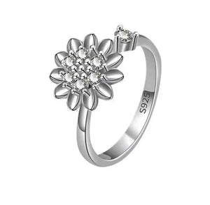 Silver Flower Anti Stress/ Anti Anxiety Fidget spinner Ring