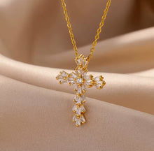 Load image into Gallery viewer, Zircon Baguette Cross Necklace
