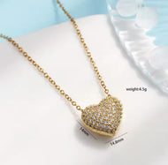 All Zircon Full Heart Necklace