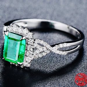 Emerald Rectangle Zircon Ring