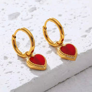Red Heart Huggie Earrings