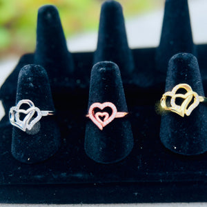 Zircon Heart Within Heart Ring