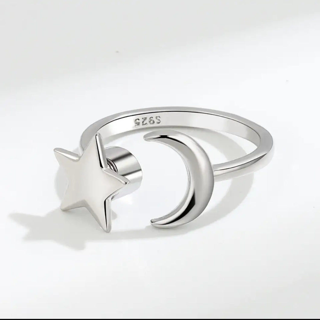 Anti-Stress/ Anti-Anxiety Star & Moon Fidget Spinner Ring