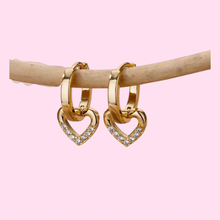 Load image into Gallery viewer, Dangling Zirconia Heart Huggies Hoop Earrings
