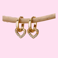 Dangling Zirconia Heart Huggie Hoop Earrings