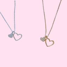 Load image into Gallery viewer, Hollow Heart &amp; Mini Zircon Heart Necklace
