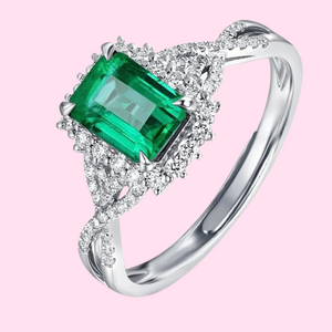 Emerald Rectangle Zircon Ring