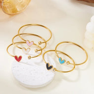Love Heart Shell Bangle Bracelet