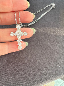 Zircon Baguette Cross Necklace