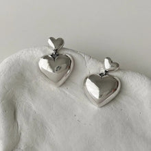 Load image into Gallery viewer, Double Dangling Heart Earrings
