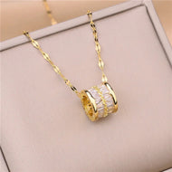 Round Baguette Wheel Necklace