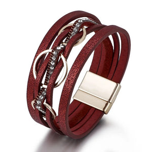 3 Ring Leather Magnetic Bracelet