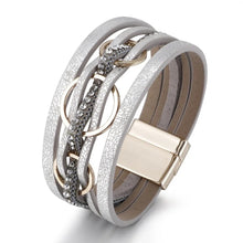 Load image into Gallery viewer, 3 Ring Leather Magnetic Bracelet
