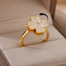 Load image into Gallery viewer, Zircon Four Clover Anti Stress/Anti Anxiety Fidget Ring
