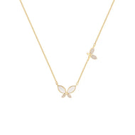 Double Opal Zircon Butterfly Necklace