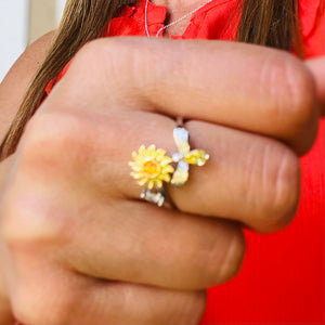 Flower with Bird Anti-Anxiety/ Anti-Stress Fidget Spinner Ring