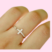 Load image into Gallery viewer, Zircon Open Cross Ring
