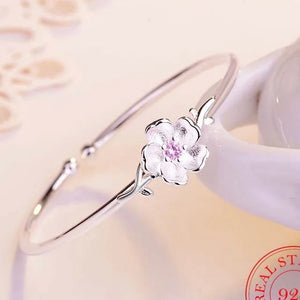 Pink Cherry Blossom Bangle Bracelet