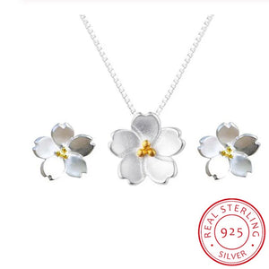 Cherry Flower Necklace & Earrings Set