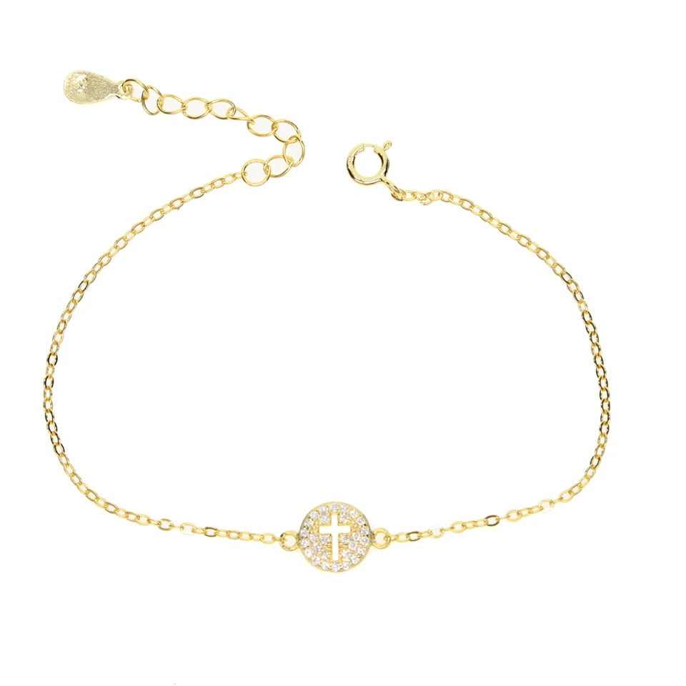 Round Cross Charm Pendant Bracelet