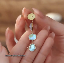 Load and play video in Gallery viewer, 4 Stone Dangling Resin Necklace &amp; Earrings Set

