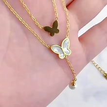 Load and play video in Gallery viewer, Double Layer Butterfly Shell Pearl Necklace

