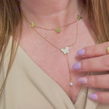 Load and play video in Gallery viewer, Double Layer Butterfly Shell Pearl Necklace
