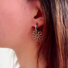 Load and play video in Gallery viewer, Flower Hoop Huggie Earrings
