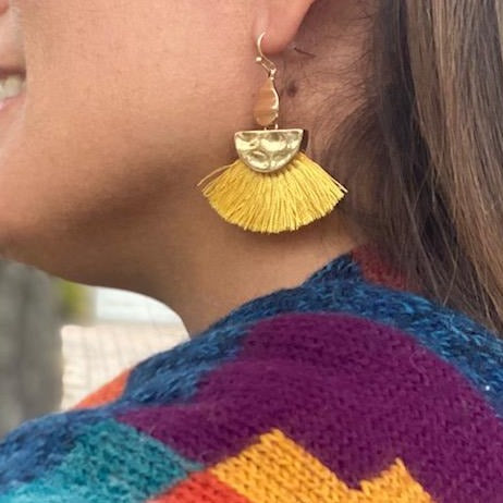 Yellow clearance fan earrings