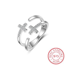 Load image into Gallery viewer, Double Zircon Cross Ring
