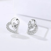 Load image into Gallery viewer, Center Stone Twisted Hollow Heart Stud Earrings
