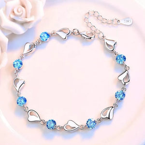 Hearts & Aqua Zircon Bracelet