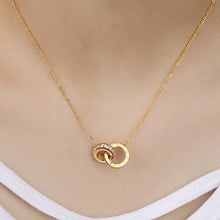 Load image into Gallery viewer, Gold Timeless Circle Crystal Roman Numeral Necklace
