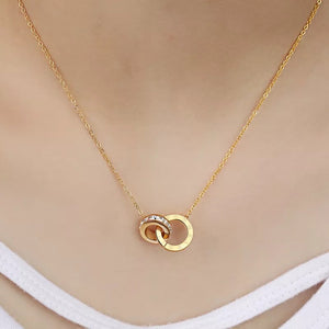 Gold Timeless Circle Crystal Roman Numeral Necklace