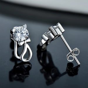 Kitty Cat Zircon Stud Earrings