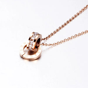 Gold Timeless Circle Crystal Roman Numeral Necklace