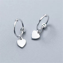 Load image into Gallery viewer, Small Dangling Huggies Heart Hoops
