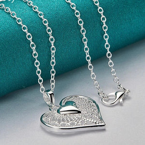 Hollow & Solid Long Heart Necklace