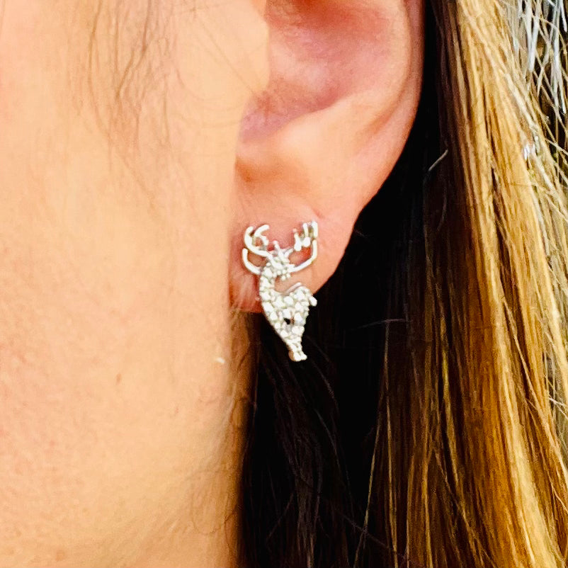 Rhinestone Deer Stud Earrings