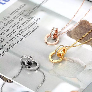 Gold Timeless Circle Crystal Roman Numeral Necklace