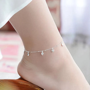 Solid Dangling Heart Pendant Anklet