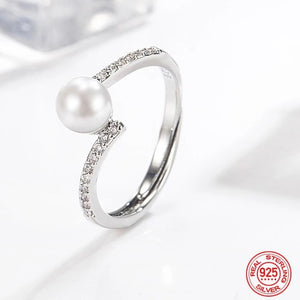 Twisted Pearl Zircon Ring