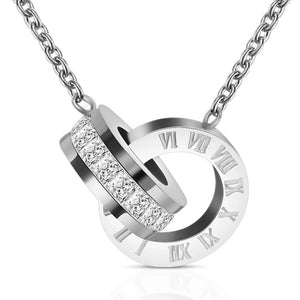 Gold Timeless Circle Crystal Roman Numeral Necklace