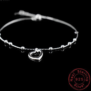 Dangling Heart and Beads Anklet