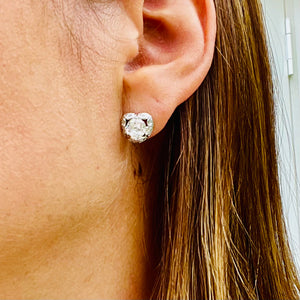Big Heart Stone Stud Earrings