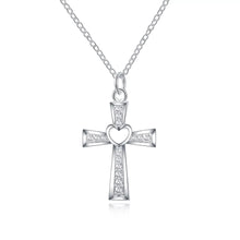 Load image into Gallery viewer, Heart Cross Necklace
