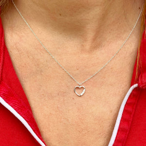 3 Stone Sterling Silver Heart Necklace & Bracelet